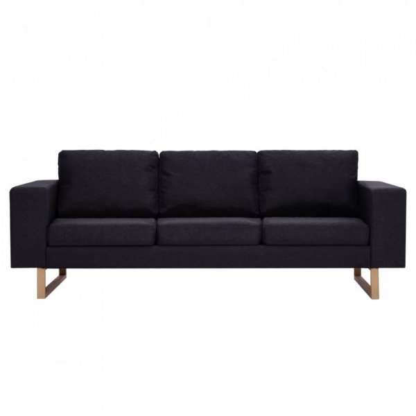 3-osobowa sofa tapicerowana tkaniną, czarna
