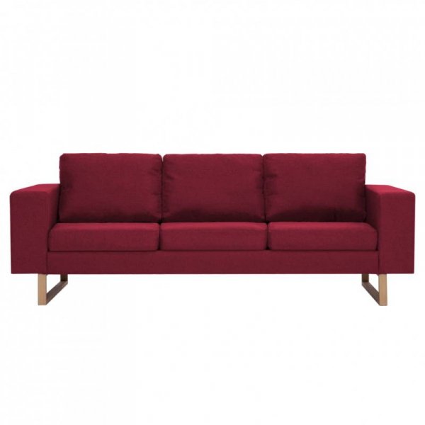 Sofa 3-osobowa, tapicerowana tkaniną, kolor czerwonego wina