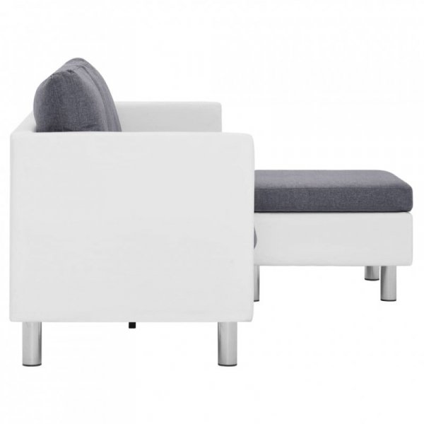 3-osobowa sofa z poduszkami, biała, sztuczna skóra