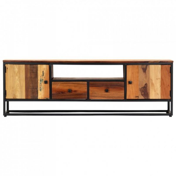 Szafka pod TV, 120x30x40 cm, lite drewno odzyskane i stal