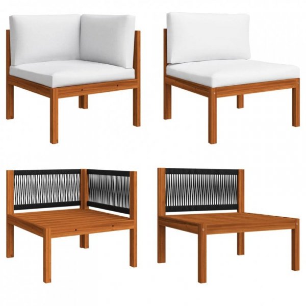 4-osobowa sofa ogrodowa z poduszkami, lite drewno akacjowe