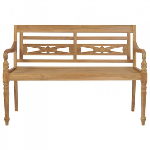 Ławka Batavia z niebieską poduszką, 120 cm, lite drewno tekowe