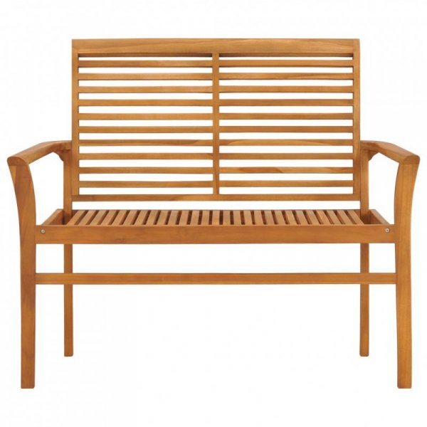 Ławka ogrodowa z kremową poduszką, 112 cm, lite drewno tekowe