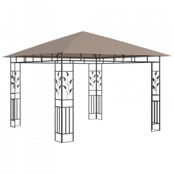 Altana z moskitierą i sznurem lampek LED, 3x3x2,73 cm, taupe