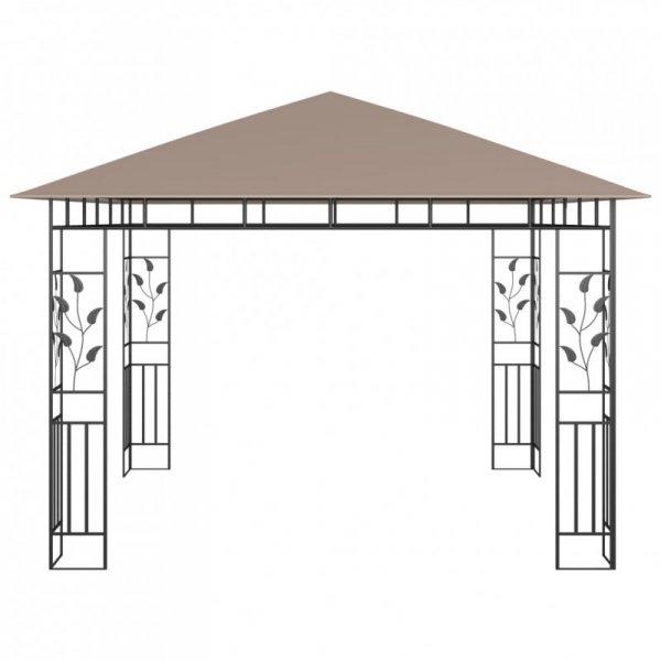 Altana z moskitierą i sznurem lampek LED, 3x3x2,73 cm, taupe