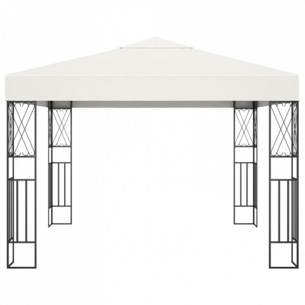 Altana ze sznurem lampek LED, 3x3 m, kremowa tkanina