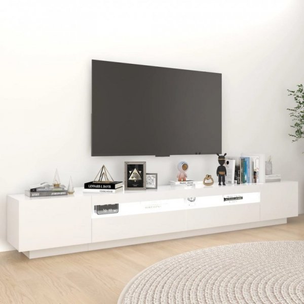 Szafka pod TV z oświetleniem LED, biała, 260x35x40 cm