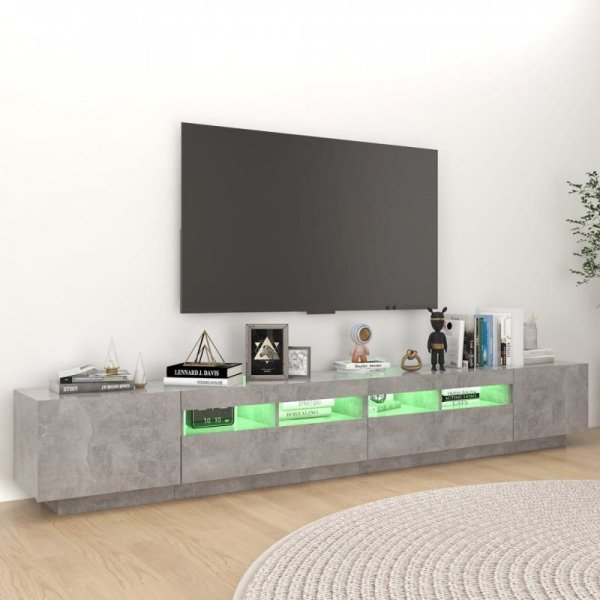 Szafka pod TV z oświetleniem LED, szarość betonu, 260x35x40 cm