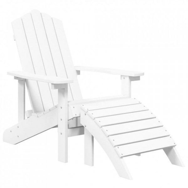 Krzesła Adirondack z podnóżkami i stolikiem, HDPE, białe