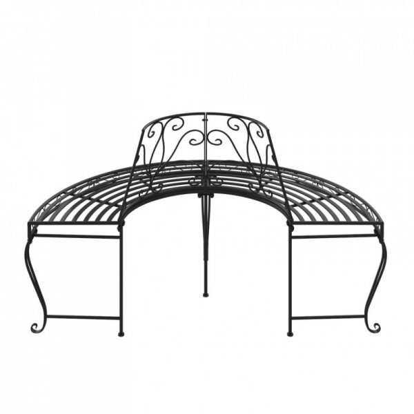 Półokrągłe ławki pod drzewo, 2 szt., Ø160 cm, czarne, stalowe