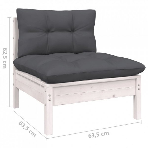 3-osobowa sofa ogrodowa z antracytowymi poduszkami, sosnowa