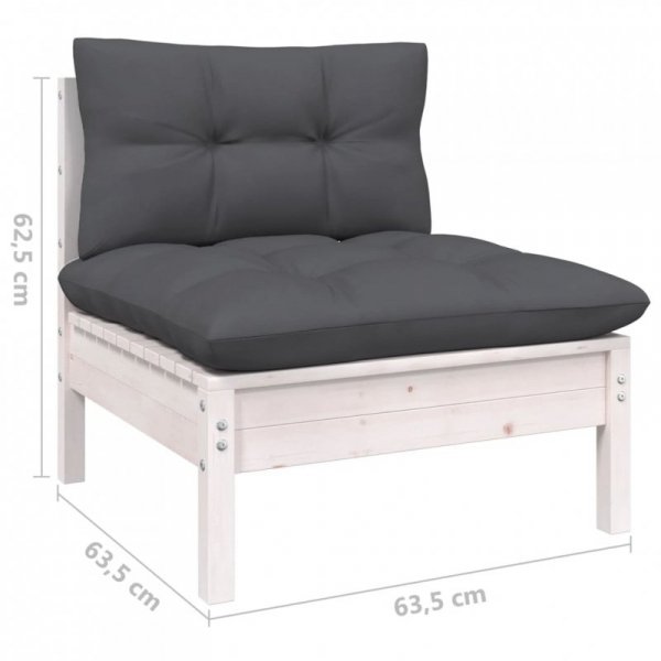 3-osobowa sofa ogrodowa z antracytowymi poduszkami, sosnowa