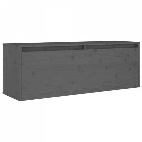 Szafki pod TV, 2 szt., szare, lite drewno sosnowe