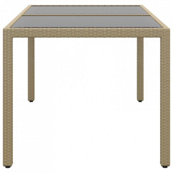 Stół ogrodowy, 150x90x75 cm, szkło i rattan PE, beżowy