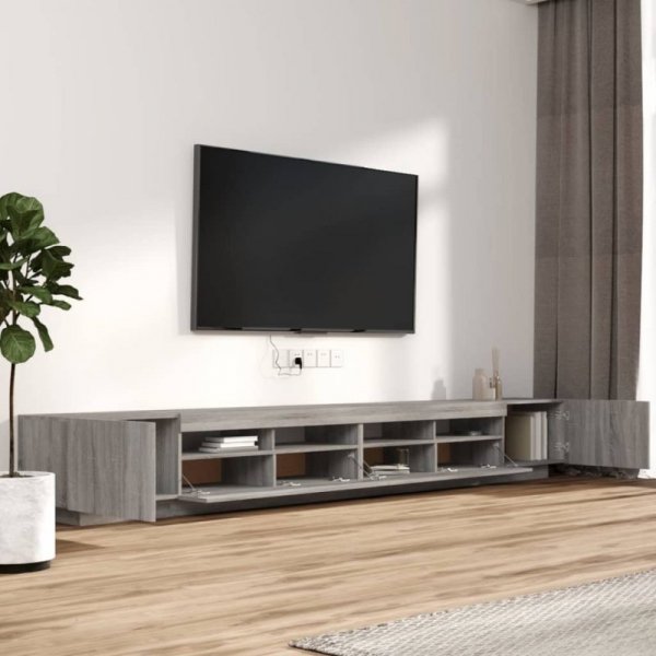 Zestaw 3 szafek TV z oświetleniem LED, szary dąb sonoma