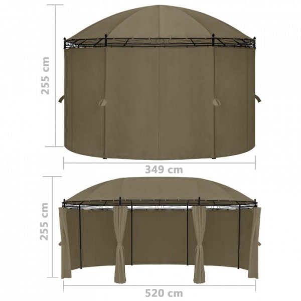 Altana z zasłonami, 520x349x255 cm, kolor taupe, 180 g/m²