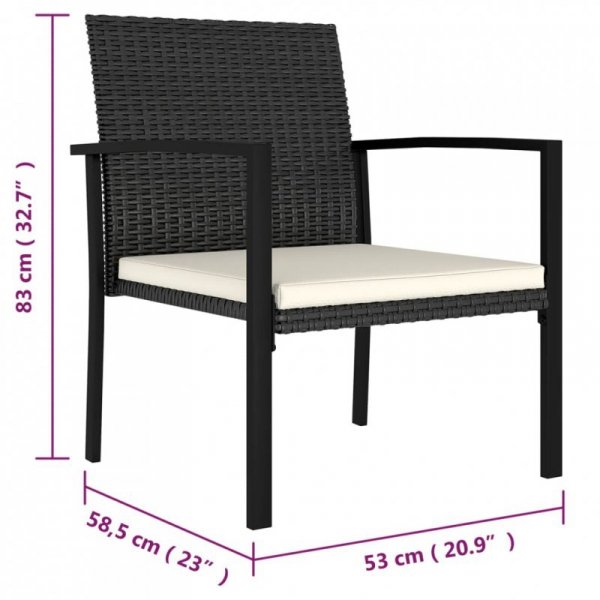 Krzesła ogrodowe, 2 szt., rattan PE, czarne