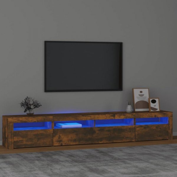 Szafka pod TV z oświetleniem LED, przydymiony dąb, 240x35x40 cm