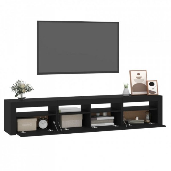 Szafka pod TV z oświetleniem LED, czarna, 210x35x40 cm