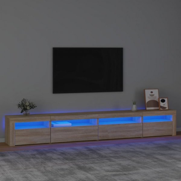 Szafka pod TV z oświetleniem LED, dąb sonoma, 270x35x40 cm