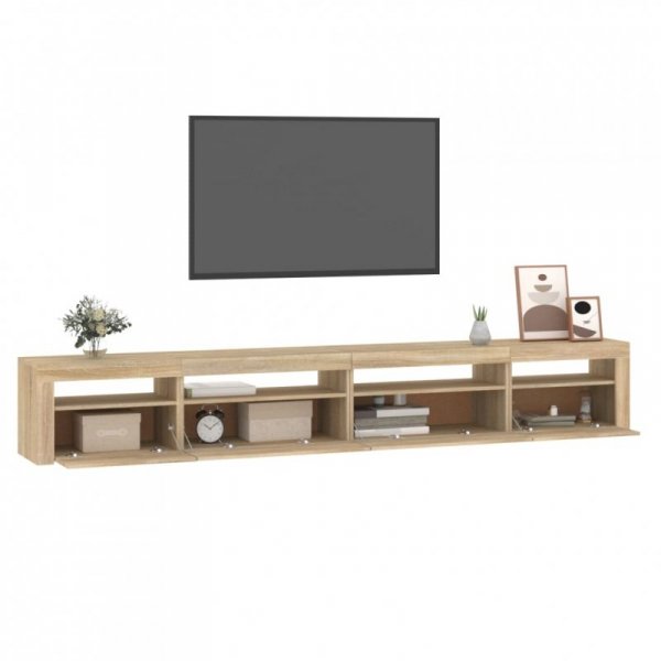 Szafka pod TV z oświetleniem LED, dąb sonoma, 270x35x40 cm