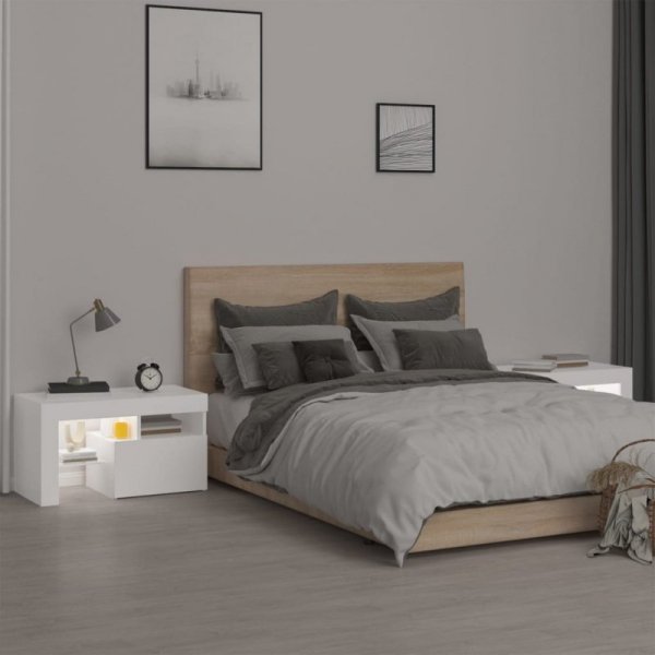 Szafki z oświetleniem LED, 2 szt., białe, 70x36,5x40 cm