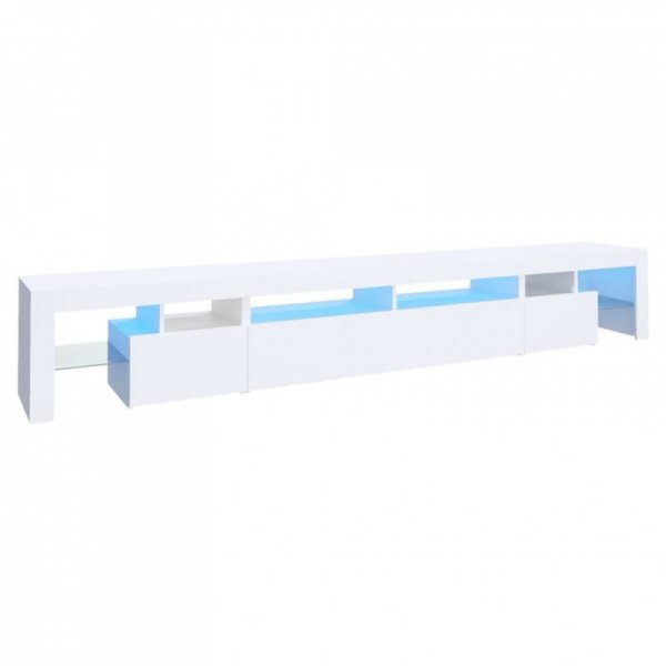 Szafka pod TV z oświetleniem LED, biała, 260x36,5x40 cm