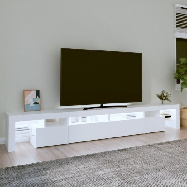 Szafka pod TV z oświetleniem LED, biała, 260x36,5x40 cm