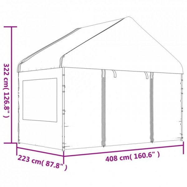Namiot ogrodowy z dachem, biały, 17,84x4,08x3,22 m, polietylen