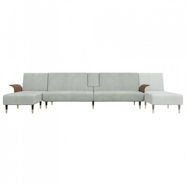 Sofa rozkładana L, jasnoszara, 279x140x70 cm, aksamit