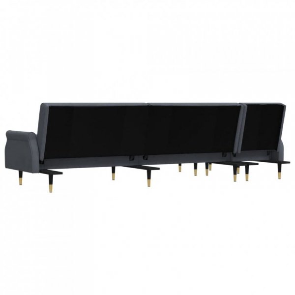 Sofa rozkładana L, ciemnoszara, 271x140x70 cm, aksamit