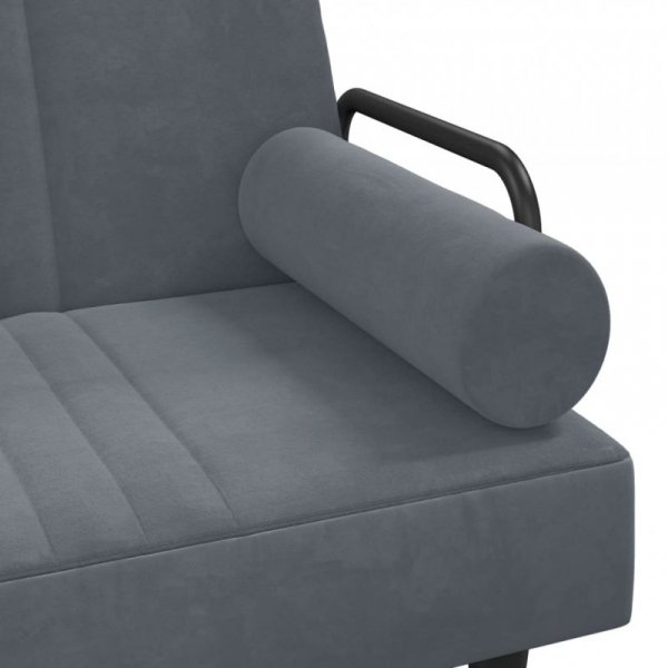 Sofa rozkładana L, ciemnoszara, 260x140x70 cm, aksamit