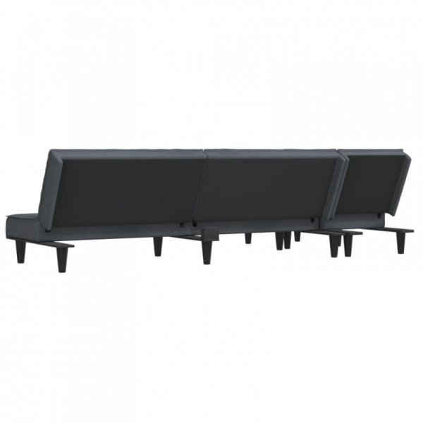 Sofa rozkładana L, ciemnoszara, 255x140x70 cm, aksamit