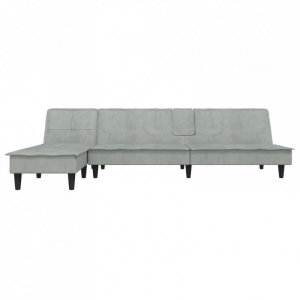 Sofa rozkładana L, jasnoszara, 255x140x70 cm, aksamit
