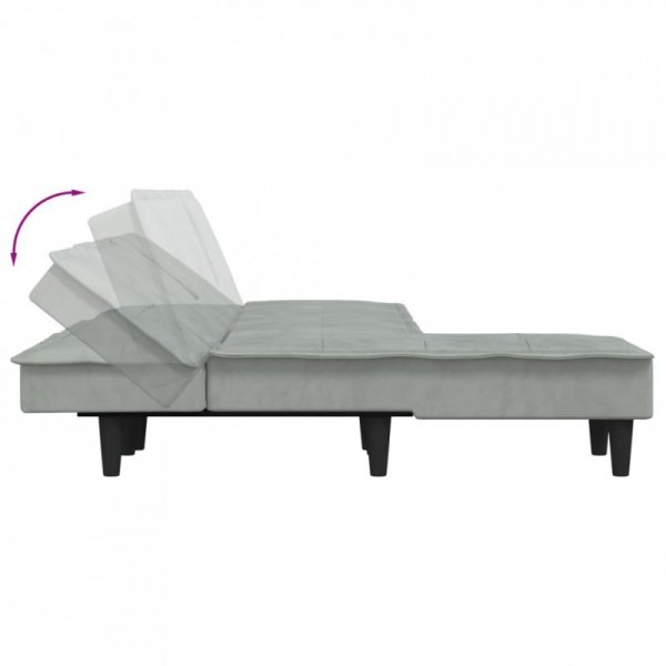 Sofa rozkładana L, jasnoszara, 255x140x70 cm, aksamit