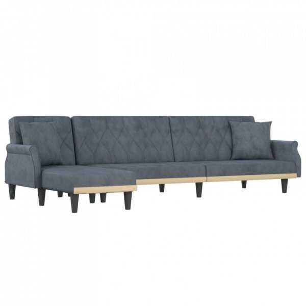 Sofa rozkładana L, ciemnoszara, 271x140x70 cm, aksamit