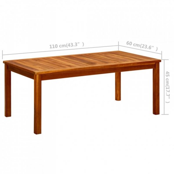 Ogrodowy stolik kawowy, 110x60x45 cm, lite drewno akacjowe