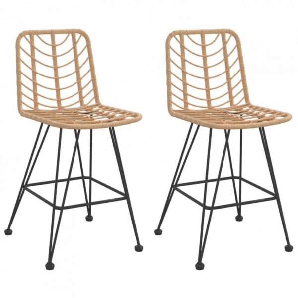 Stołki barowe, 2 szt., 45x56x103,5 cm, PE, rattan i stal