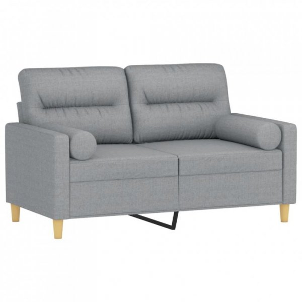 2-osobowa sofa z poduszkami, jasnoszara, 120 cm, tkanina