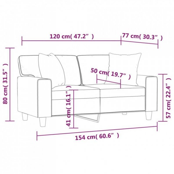 2-osobowa sofa z poduszkami, czarna, 120 cm, sztuczna skóra