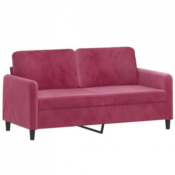2-osobowa sofa z poduszkami, winna czerwień, 140 cm, aksamit