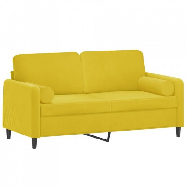 2-osobowa sofa z poduszkami, żółta, 140 cm, aksamit
