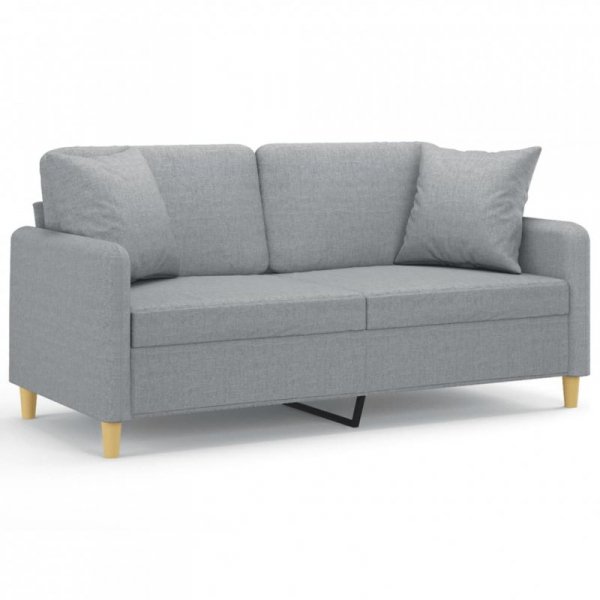 2-osobowa sofa z poduszkami, jasnoszara, 140 cm, tkanina