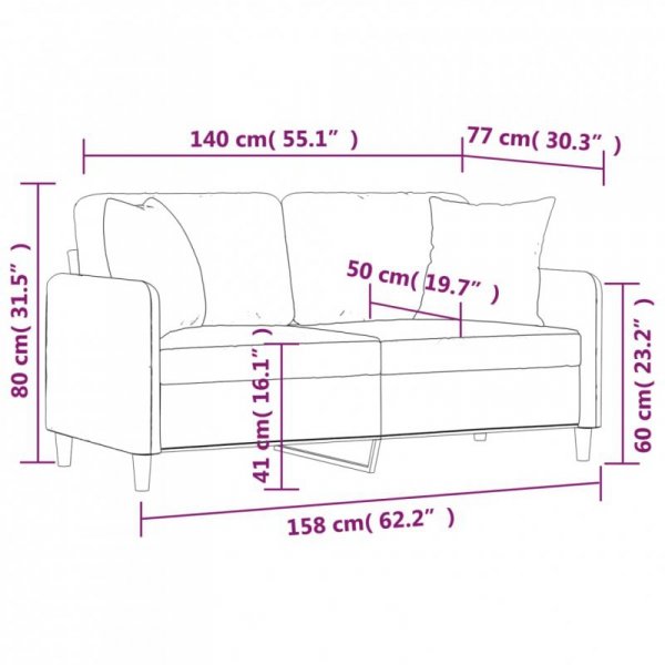 2-osobowa sofa z poduszkami, ciemnoszara, 140 cm, tkanina