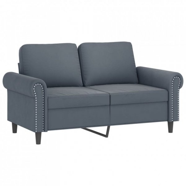 Sofa 2-osobowa z poduszkami, ciemnoszara, 120 cm, aksamit