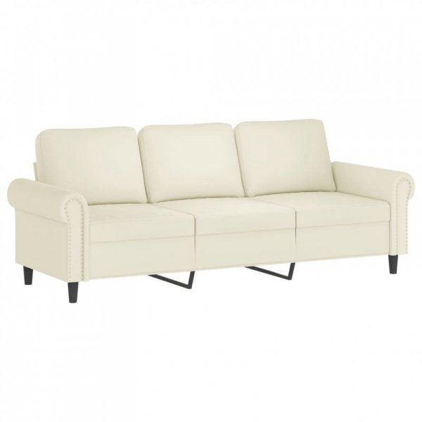 3-osobowa sofa z poduszkami, kremowa, 180 cm, aksamit