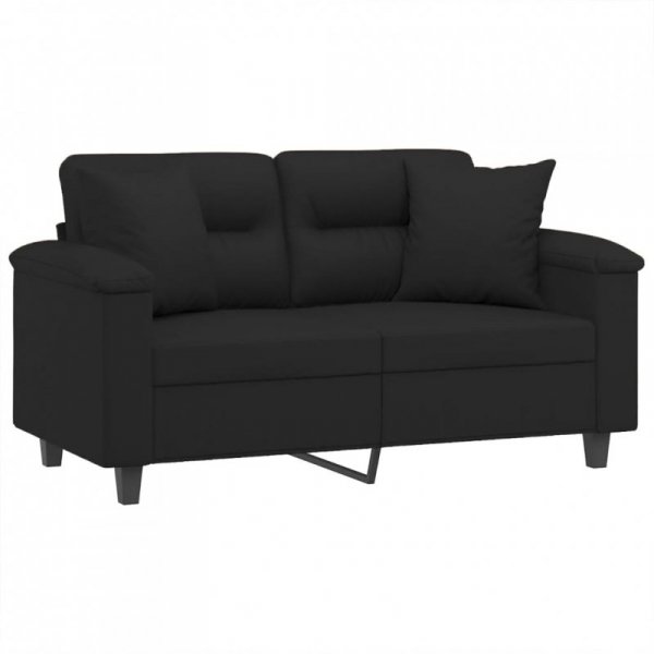 2-osobowa sofa z poduszkami, czarna, 120 cm, mikrofibra