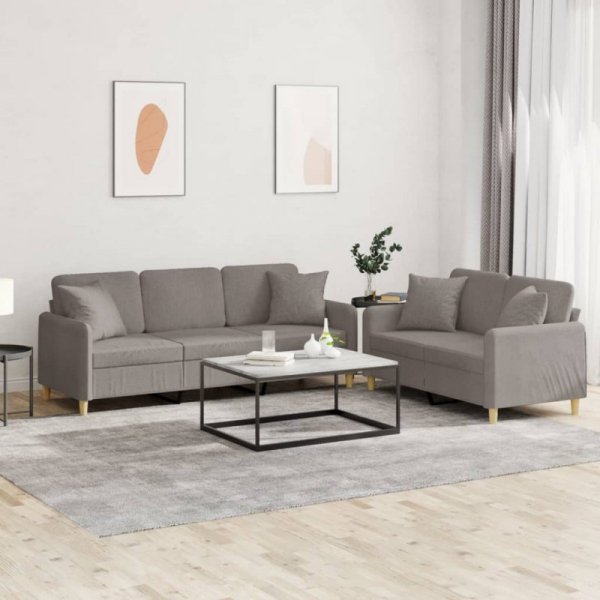 2-cz. komplet wypoczynkowy z poduszkami, taupe, tkanina