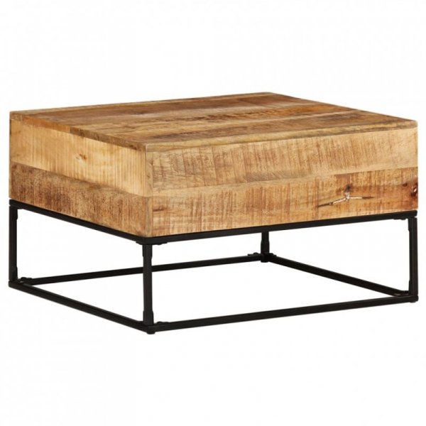 Stolik kawowy, 68x68x41 cm, surowe drewno mango