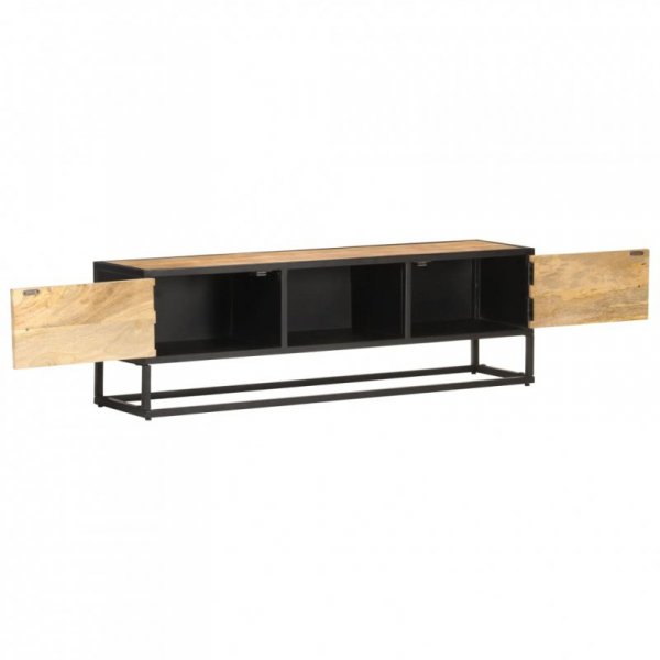 Szafka TV z drzwiczkami, 130x30x40 cm, surowe drewno mango